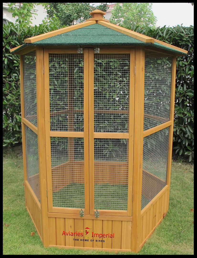 Pets Imperial® Large Wooden Hexagonal Bird Aviary Cage Birds Parrot